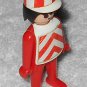 Playmobil - Vintage Construction Worker Man Figure Klicky w/ Hat & Vest - Red w/ Black Hair