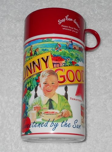 Vintage Campbell's Soup Thermos, can-tainer, Red and White