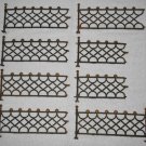 Wrought Iron Miniature Fence - Ball Post Caps - Shell Finials - 8 Pieces - Green & Gold - Vintage