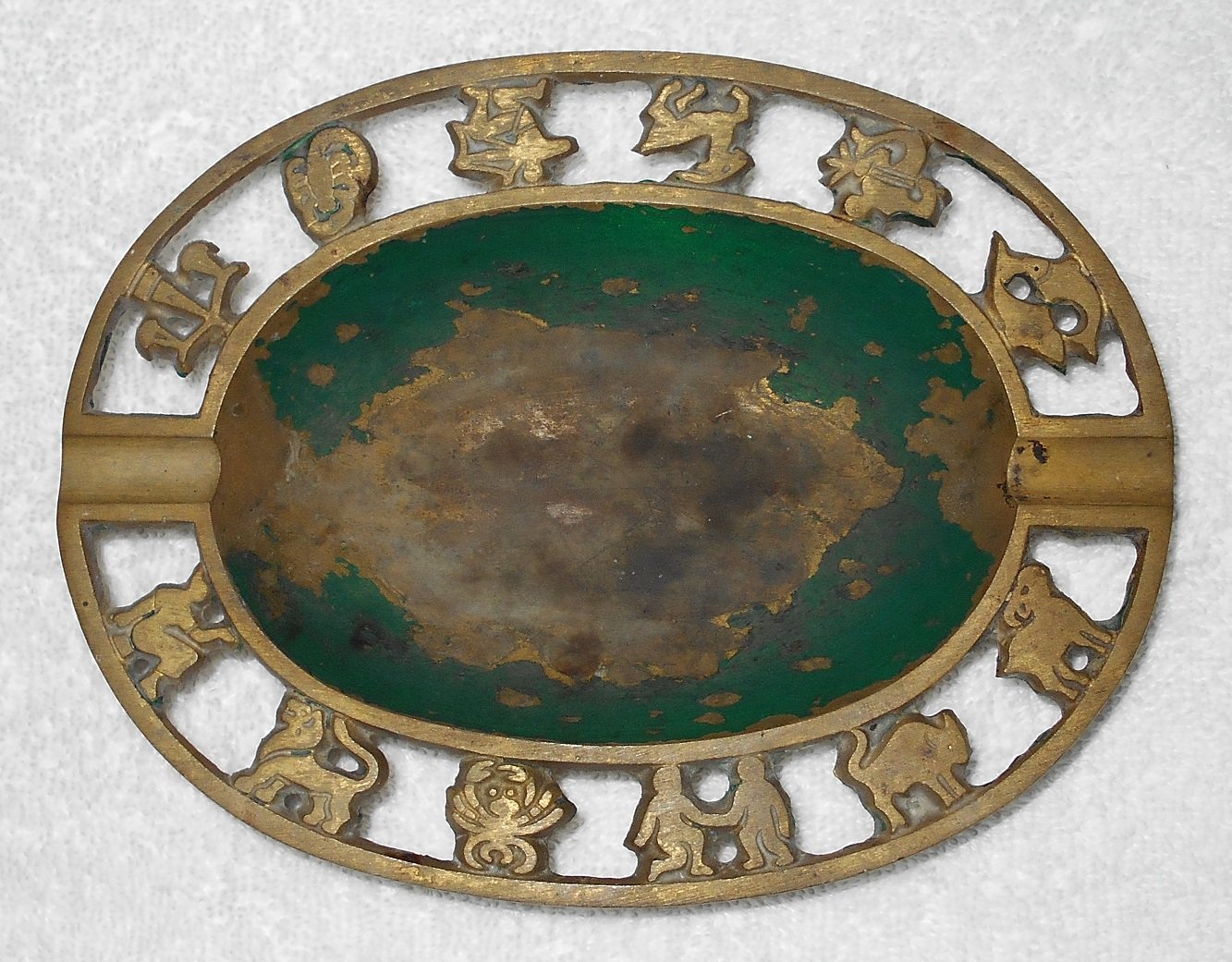 Brass Ashtray With Astrological Zodiac Signs Made In Israel Vintage