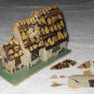 Putz - Vintage Gray Cardboard Cottage House With 3 Gabled Sections - Damaged