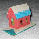 Putz - Vintage Red Cardboard House With Cellophane Windows & Paper Door - Japan Putz - Vintage Red Cardboard House With Cellophane Windows & Paper Door - Japan