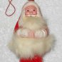 Santa Claus - Christmas Ornament Rattle - Fur Beard & Waist Band - Red & White - Plastic - Vintage