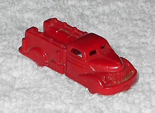 Miniature Red Fire Truck - Hard Plastic - Vintage