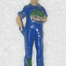 Bergen Toy & Novelty - Vintage Blue Farmer With Shovel Plastic Figure - USA