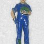 Bergen Toy & Novelty - Vintage Blue Farmer With Shovel Plastic Figure - USA