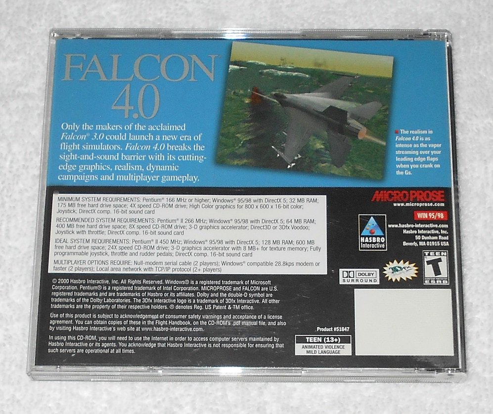 Falcon 4.0 - Flight Simulator PC Game - CD-ROM & Case Only - Hasbro ...