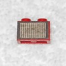 LEGO - White & Black Grille Sticker - On Red 1x2 Brick - From 6390 Main Street - 3004pb032 - Vintage