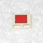 LEGO - Red Square Sticker - On White 1x2 Brick - From 6375 Gas Station - 3004pb070 - Vintage
