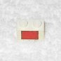 LEGO - Red Square Sticker - On White 1x2 Brick - From 6375 Gas Station - 3004pb070 - Vintage