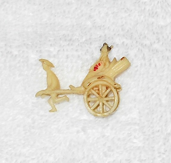 Rickshaw Figure - Boy Pulling Lady - Ivory Colored Plastic - 1 1/2 ...