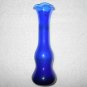 Vintage Tulip Shaped Blue Glass Vase - Hand Blown Glass - 7 3/4 Inches Tall