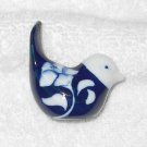 Dark Blue Chickadee Bird With White Head & Flowers Ceramic Figure - 1 7/8 Inches Dark Blue Chickadee Bird With White Head & Flowers Ceramic Figure - 1 7/8 Inches