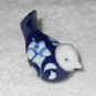 Dark Blue Chickadee Bird With White Head & Flowers Ceramic Figure - 1 7/8 Inches