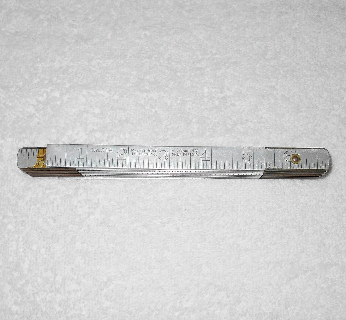 Master Rule No 516 - Vintage Folding Aluminum Metal Ruler - 72 Inches - USA