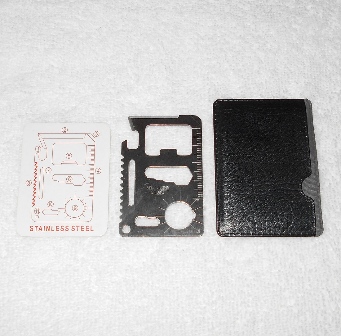 Multipurpose Pocket Survival Tool With Sleeve - Stainless Steel Metal - 2 3/4 Inches