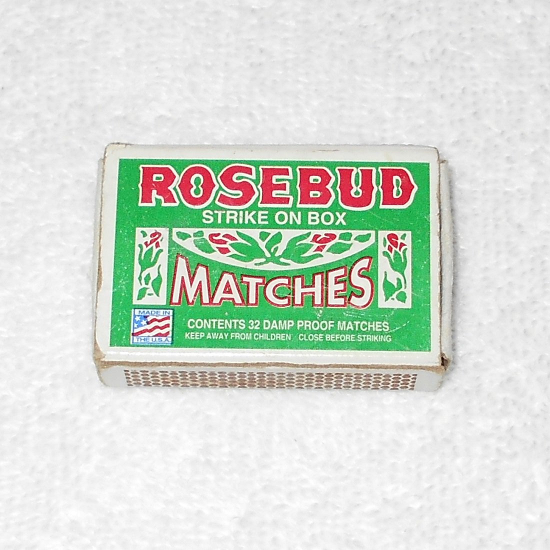 Rosebud - Vintage Matchbox Only - No Matches - Universal Match - Diamond Brands - USA