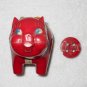 Toy Town - Vintage Squealie Red Plastic Piggy Bank - Damaged - USA