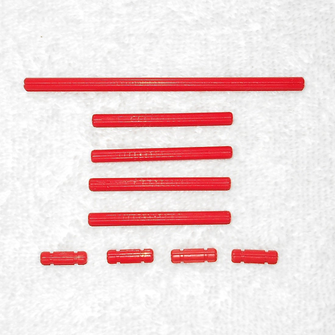 LEGO Technic - (x9) Axles 12L 6L & 2L Notched - Red - 3708 3706 32062