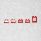 LEGO Vintage - (x5) Old Style Windows With Glass & Hole In Top - Red - 27bc01 7026bc01