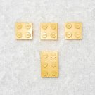 LEGO Vintage - (x4) Old Open O Font Bricks 2 x 2 & 2 x 3 - Yellow - 3003old 3002old