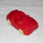 Vintage Toy Car With Two Round Seat Holes - Red Plastic With Yellow Wheels