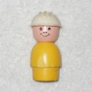 Fisher Price - Vintage Little People Big Construction Worker - Yellow With White Hat - Plastic