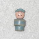 Fisher Price - Vintage Little People Mailman With Hat Figure - Gray Wood Body - Plastic Head