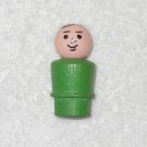 Fisher Price - Vintage Little People Dad Man Figure - Green Wood Body - Plastic Head