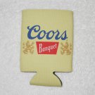 Coors Banquet Koozie Can Cooler - Two Lions Emblem - Tan Fabric Coors Banquet Koozie Can Cooler - Two Lions Emblem - Tan Fabric