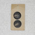 La Mode Buttons 262 - (x2) Vintage 1" Plastic Brown Faux Wood - On Card