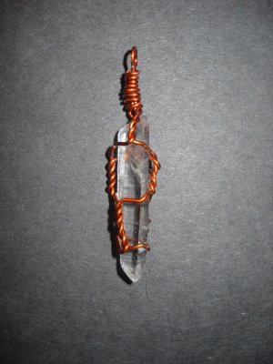 Copper Wrapped Quartz Point Pendant (#1780)