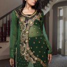 Green designer Kurti / Tunic with stylish with silver bead work