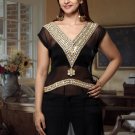 Designer Black georgette Kurti/Tunic with gold color beaded