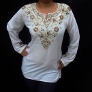 Cotton Kurti / Tunic with embroidery work and contrast collar