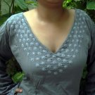 Gray bell full sleeve cotton tunics/Tops