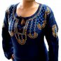 Navy Blue long sleeves Tunic with embroidery
