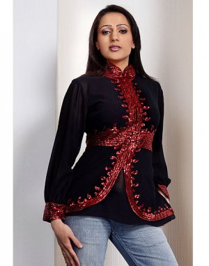 Elegance long sleeves Kurti/Tunic with jacket style beadwork