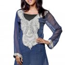 Illusion silver Faux Chiffon Embroidered Tunic
