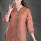 Brown cotton shirts in 3/4 th Sleeve Tunic Top