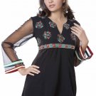 Bluish black Georgette Long Sleeve Tunic Top Blouse