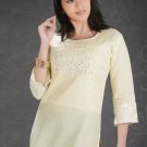 Yellow Embroidered Designer Tunic Top