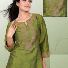 Green Embroidered Designer 3/4th sleeve tunic/ top