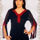 Dark Blue Ladies Bracelet length sleeve Tunic/Top