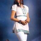 Women white cotton Short sleeve Embroidered Tunic