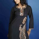 Scoop Neck Ladies Tunic Kurta Blouse Shirt Tops in Black