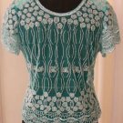 Dark cyan color ladies Gerogette Embroidered Kurtis/Tunic