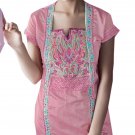 Ladies Scoop Neck Embroidered Silk Cotton Tunic Short Sleeve Dress