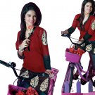 Lovely  Women Red Georgette Embroidered Tunic Top