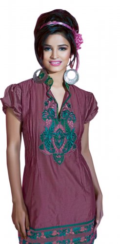 Merlot Cap sleeve Ladies tunic with collar blouse